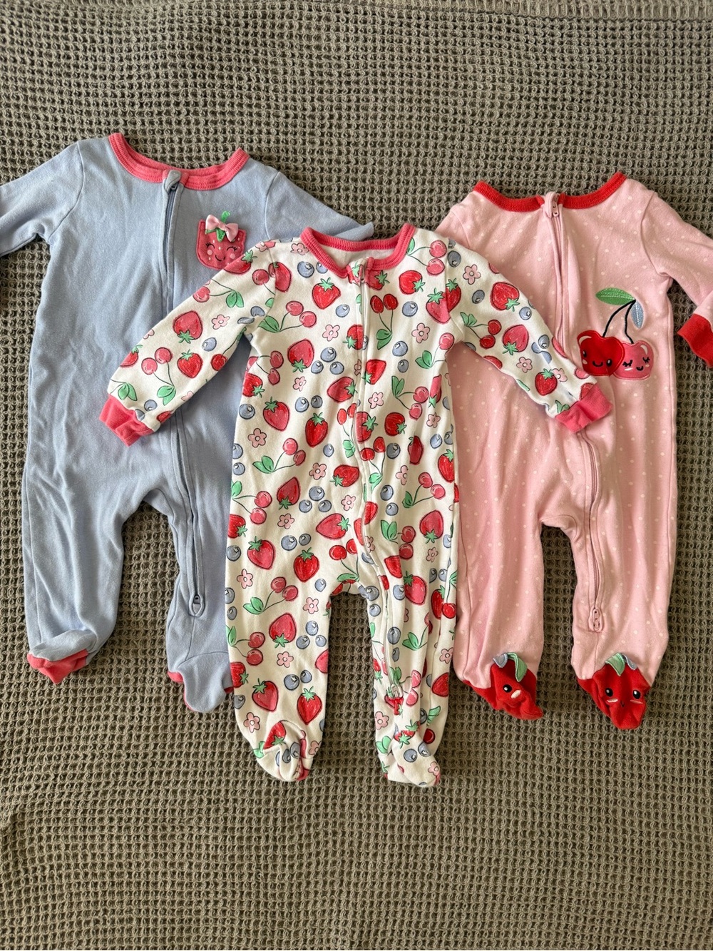 100% Cotton Koala Kids Baby Girl One-Piece Sleepers with Fruit Prints